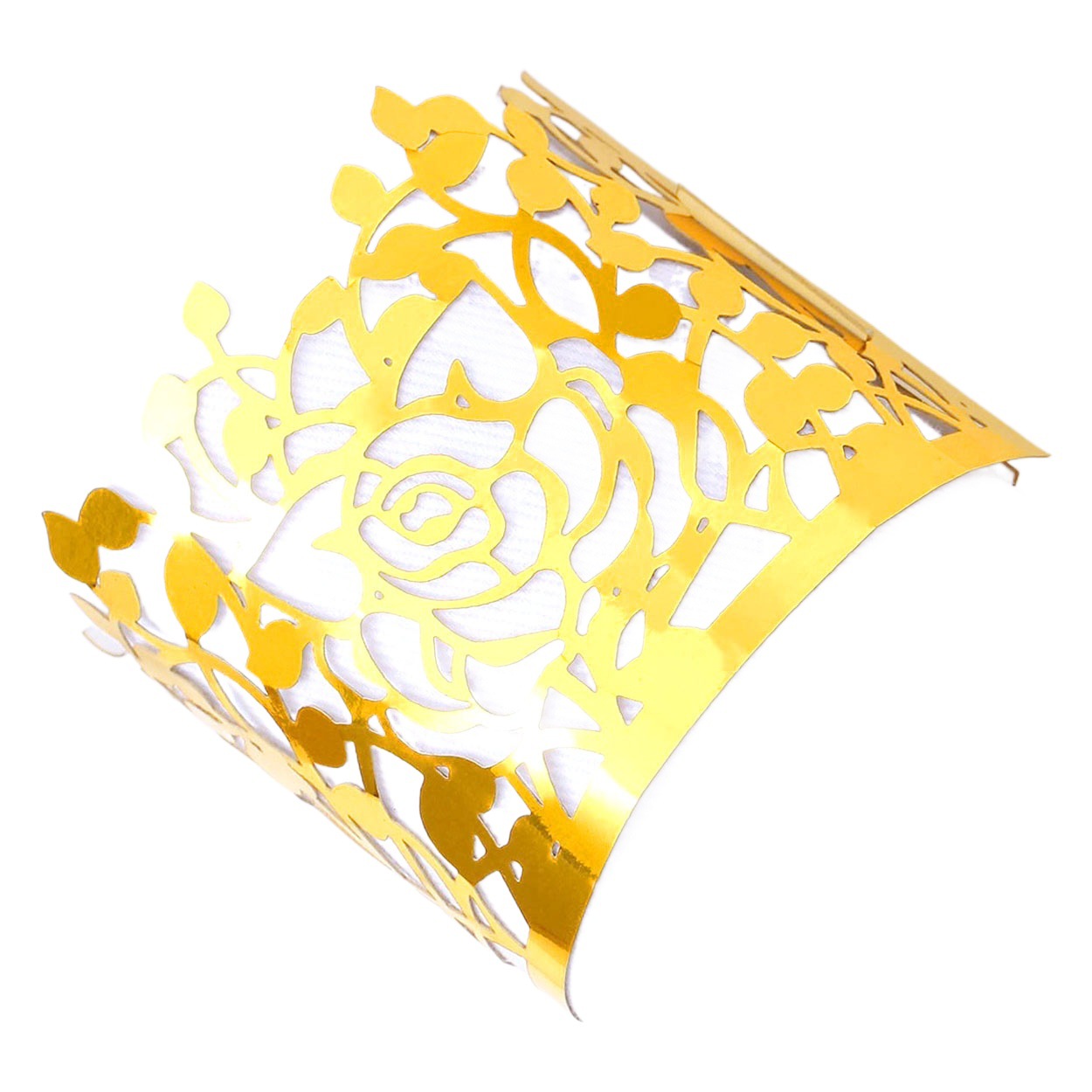 New hotel napkin buckle hollow creative rose towel paper buckle Western restaurant reflective gold paper ring wholesale