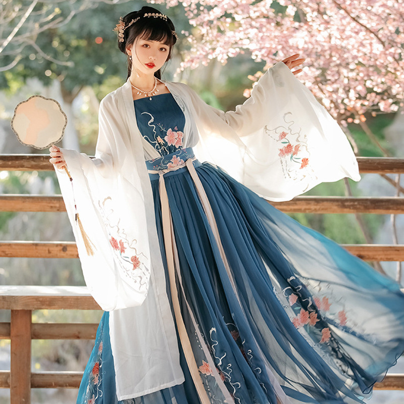 成人女装汉服女宋制三件套齐腰襦裙仙气大袖衫中国风日常对襟古装