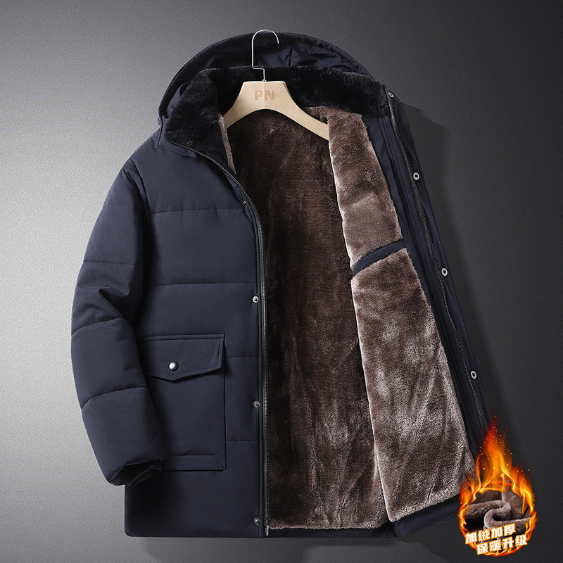 Middle-aged and elderly people's cotton-padded clothes men's fleece-lined thickened cotton-padded jacket winter grandfather's cotton-padded jacket father's winter coat new year's clothes