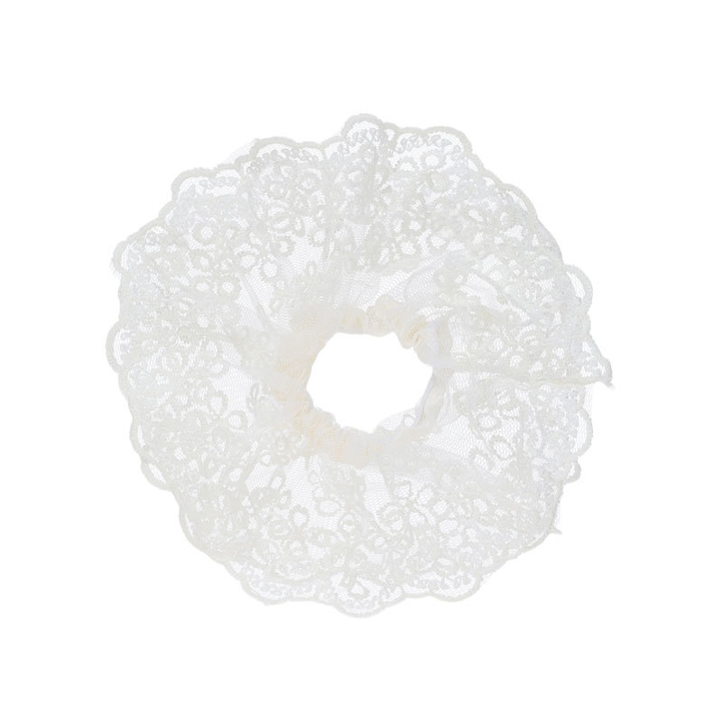 Nuevo estilo coreano super inmortal flores de encaje blanco intestino anillo de cabello dulce tocadillo de cola de caballo para el cabello puro