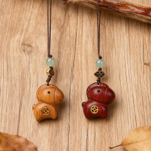 绿檀木雕马上有钱小马手机链犀角紫檀钥匙扣挂件情侣马年装饰挂件