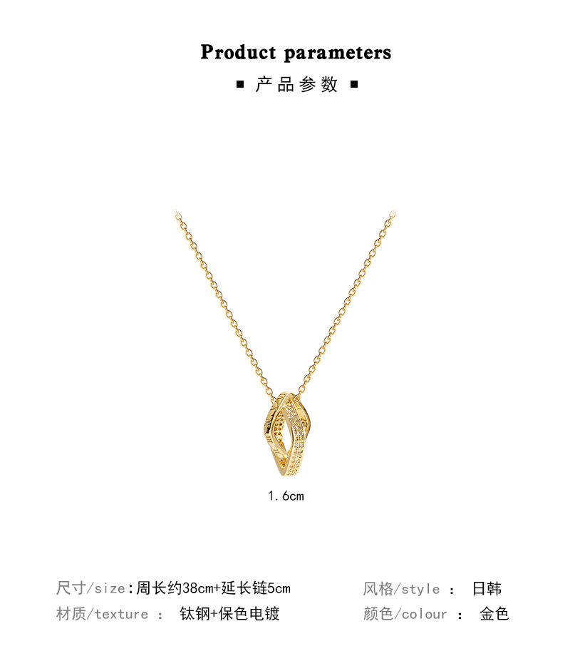 titanium steel square geometric micro-set pendant fashion simple clavicle chain