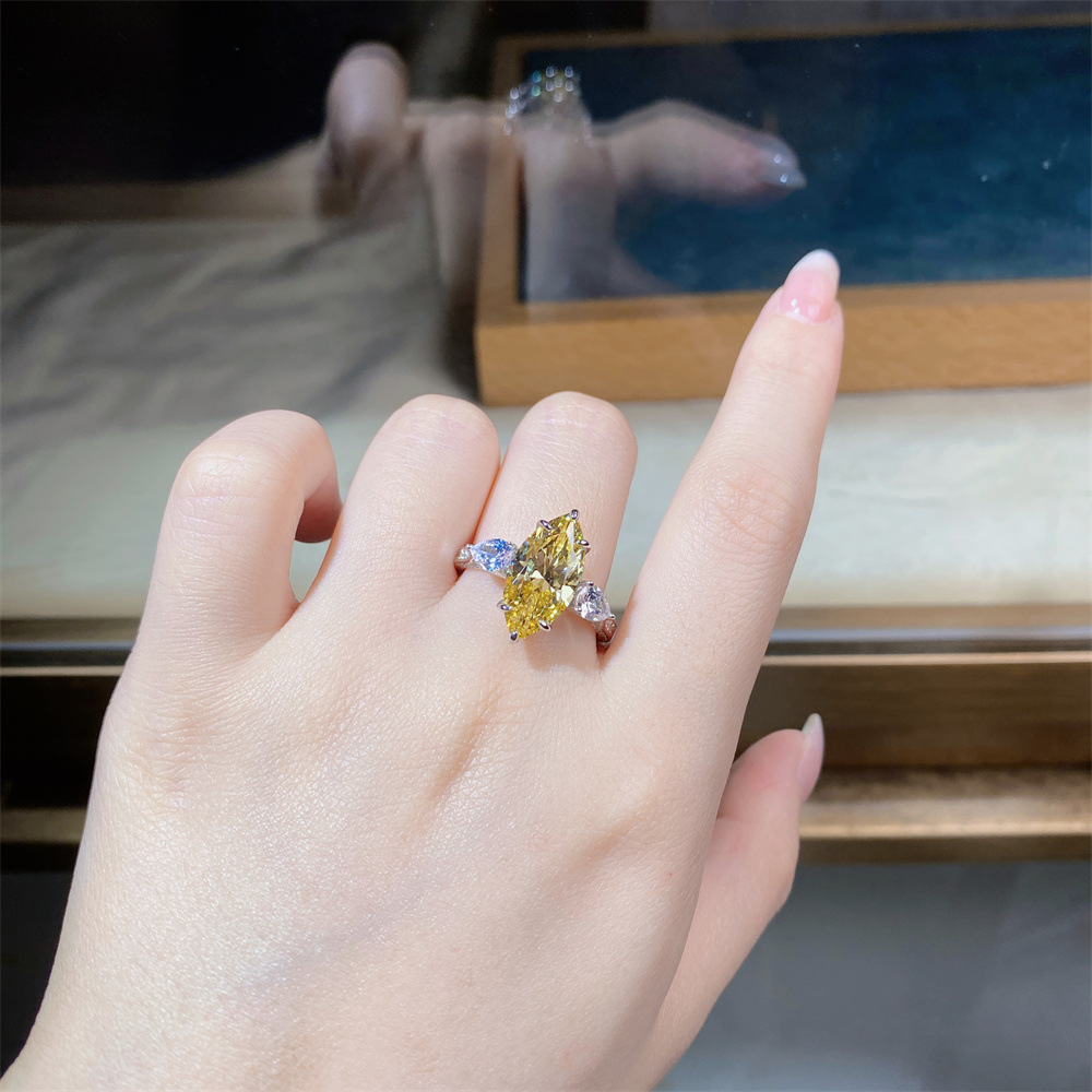 Luxurious Geometric Sterling Silver Plating Zircon Rings