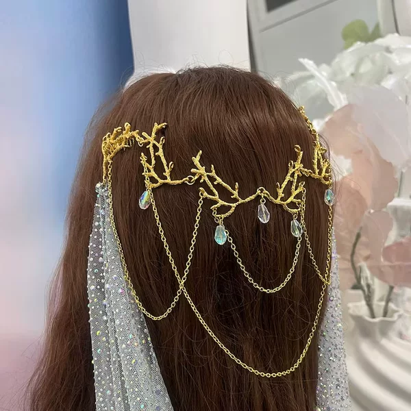 Cross-Border European and American Branch Headbands, Forest-Style Fairy-Like Wedding Cosplay Party Hair Accessories and Head Chains