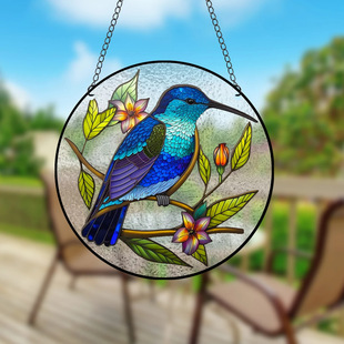 Cross-Border New Product Sun Catcher Colorful Bird Window Surface Decoration Acrylic Flat Pendant Craft Hanging Decoration