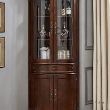 美式全实木角柜欧式客厅墙角双门酒柜大三角柜餐厅转角拐角边柜