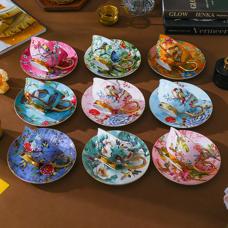 陶瓷骨瓷咖啡杯子杯碟套装复古英式下午茶具茶杯礼盒套具新婚礼物