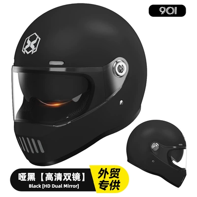 Motosiklet kaskı (dəbilqə), car helmet men's winter warm - dumb-black-hd-double-mirror