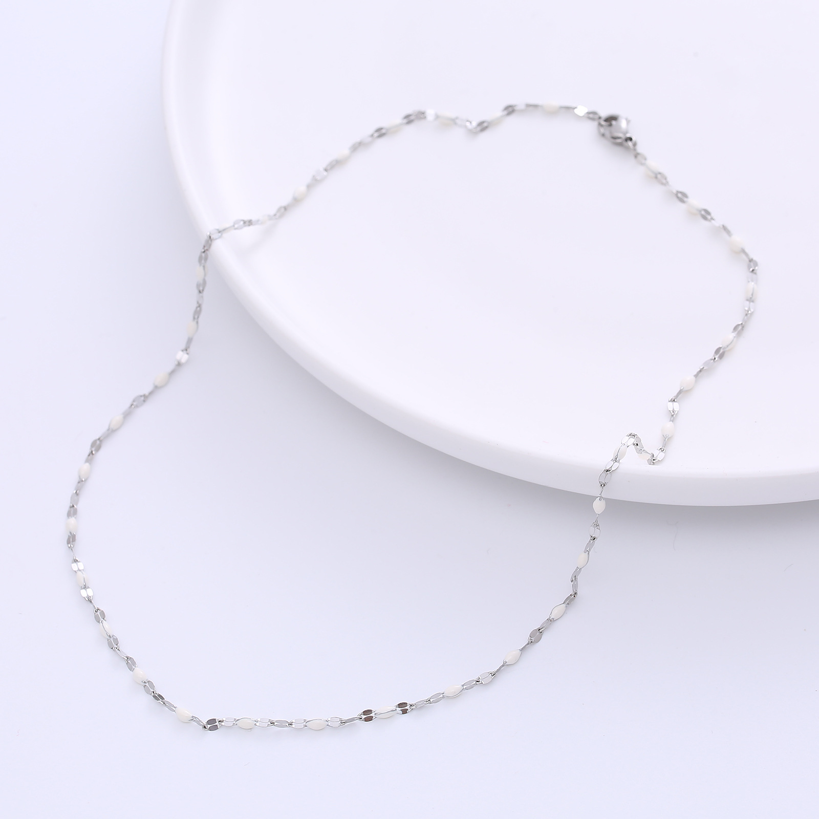 Simple Style Geometric Stainless Steel Epoxy Chain Necklace display picture 2