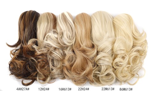 Wig Amazon curly clip-in ponytail synthetic high-temperature silk short mixed color ponytail wholesale