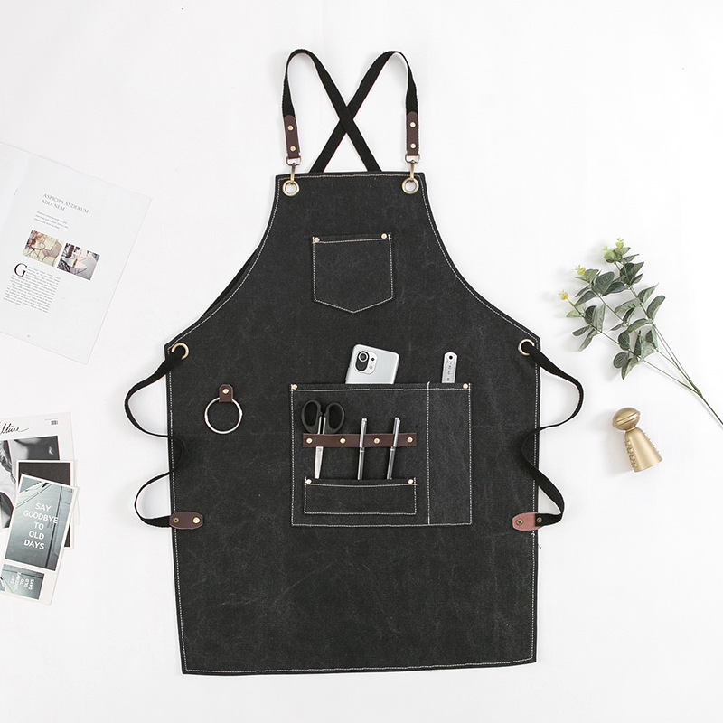 Café restaurante chino Denim delantal floral artista leche té hornear Tienda ropa de trabajo japonés Logotipo de impresión hombres y mujeres delantal