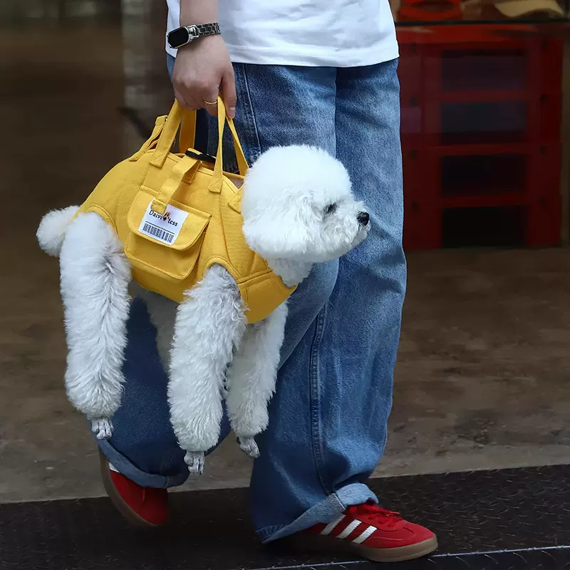 狗狗外出包便携单肩斜挎横背小狗包猫包小型犬手提轻便牵引绳背包