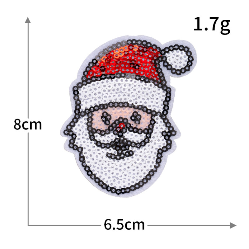 クロスボーダーコンピュータ刺繍ステッカークリスマススパンコール刺繍サンタクロースクリスマスツリースノーフレーク雪だるまヘラジカ刺繍布ステッカー|undefined