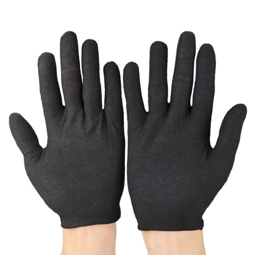 Black pure cotton gloves for drivers to prevent slipping, etiquette jewelry tray bead handicraft thin workwear white gloves