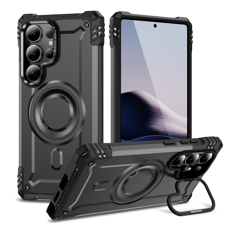対外貿易金軍備スタンド磁気吸引携帯ケースはサムスンs 25ultraトレンドs 24fe転倒防止a 16/a 06を適用します。|undefined