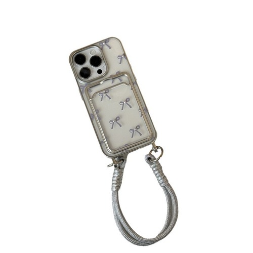 Electroplated hanging strap model suitable for Apple iPhone 16 Pro Max cat card slot phone case for iPhone 15/13