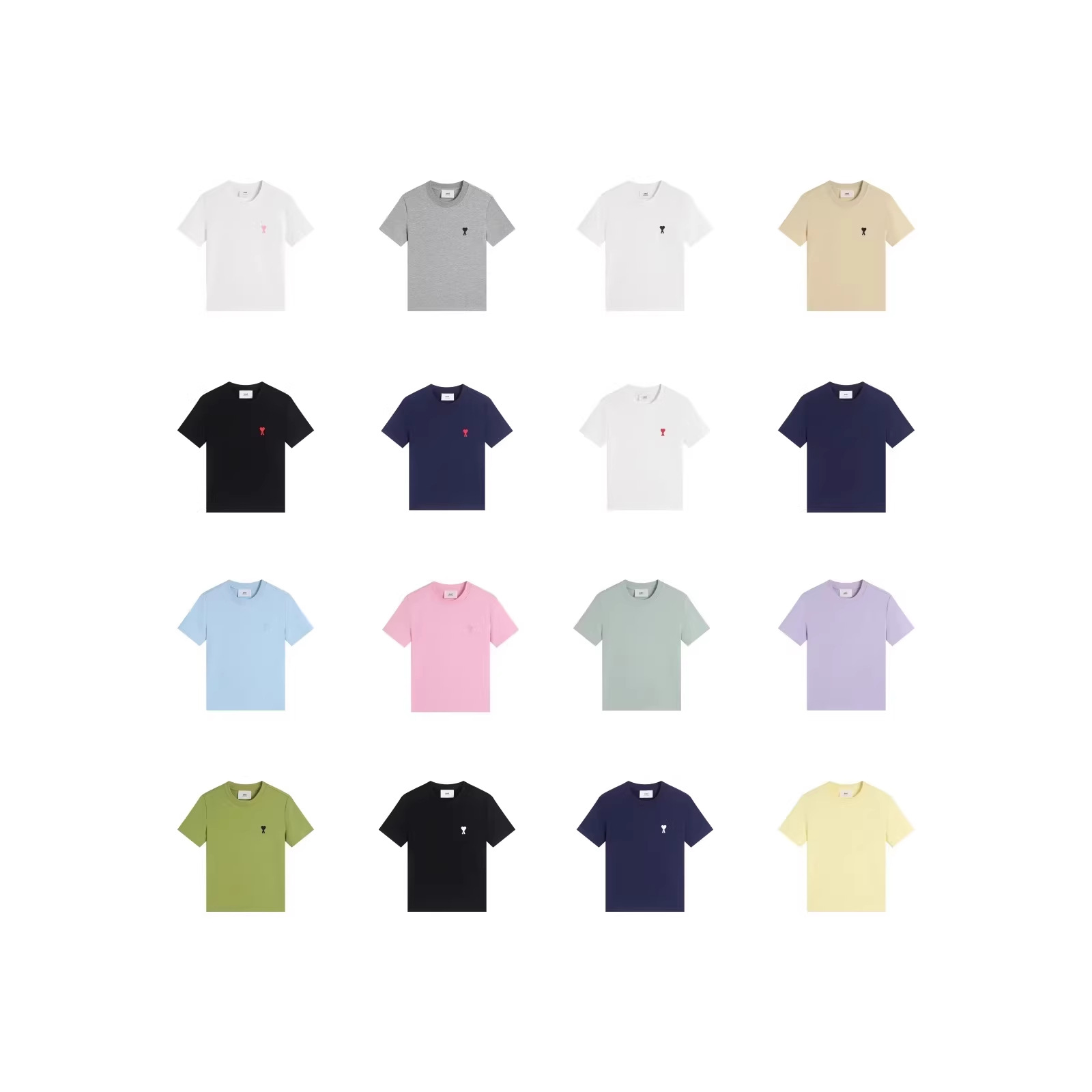 26ss new cross-border AMI white heart embroidered small heart pure cotton casual unisex loose short-sleeve T-shirt is now available