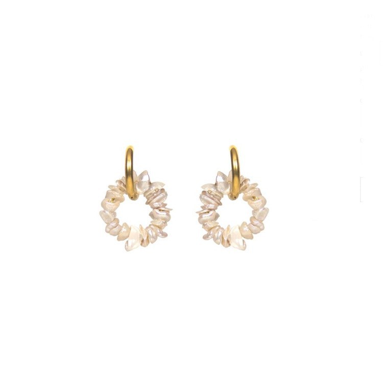 28g Weight Earrings, Necklace Classification 2 PCS/Package Quantity Holiday, Daily Occasion Freshwater Pearl, Titanium Steel Material Geometric Pattern Women's Gender Beaded Design Simple Style Style 2 PCS/Package Freshwater Pearl Titanium Steel Freshwater Pearl Jewelry Sets 27