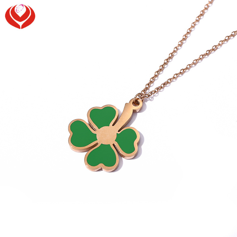 Vintage Four-leaf Clover Pendant Necklace For Men Snake Bone Chain_voghion.com