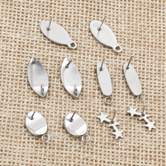 Cross-border wholesale stainless steel irregular geometric earrings with holes DIY earrings accessories 1g