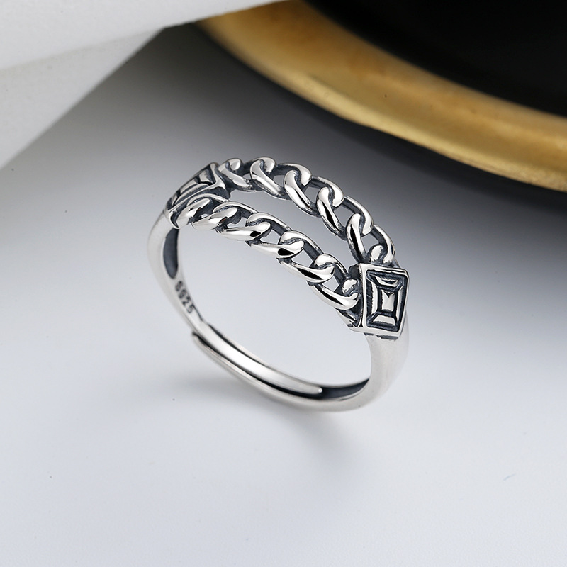 Retro ethnic geometric creative fashionable ring