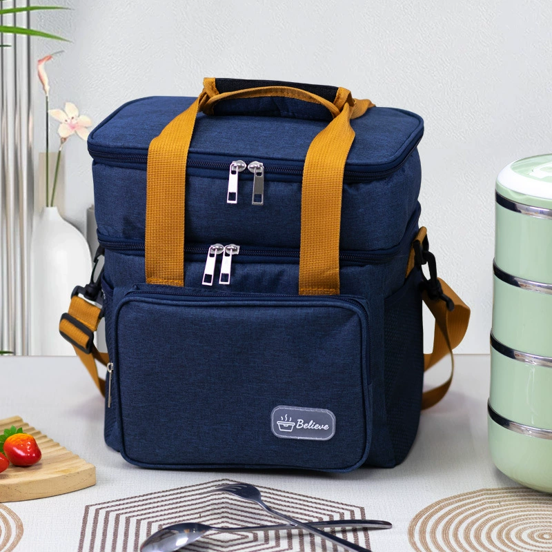 Cooled double-layer lunch box bag, hermetic handheld thermal bag