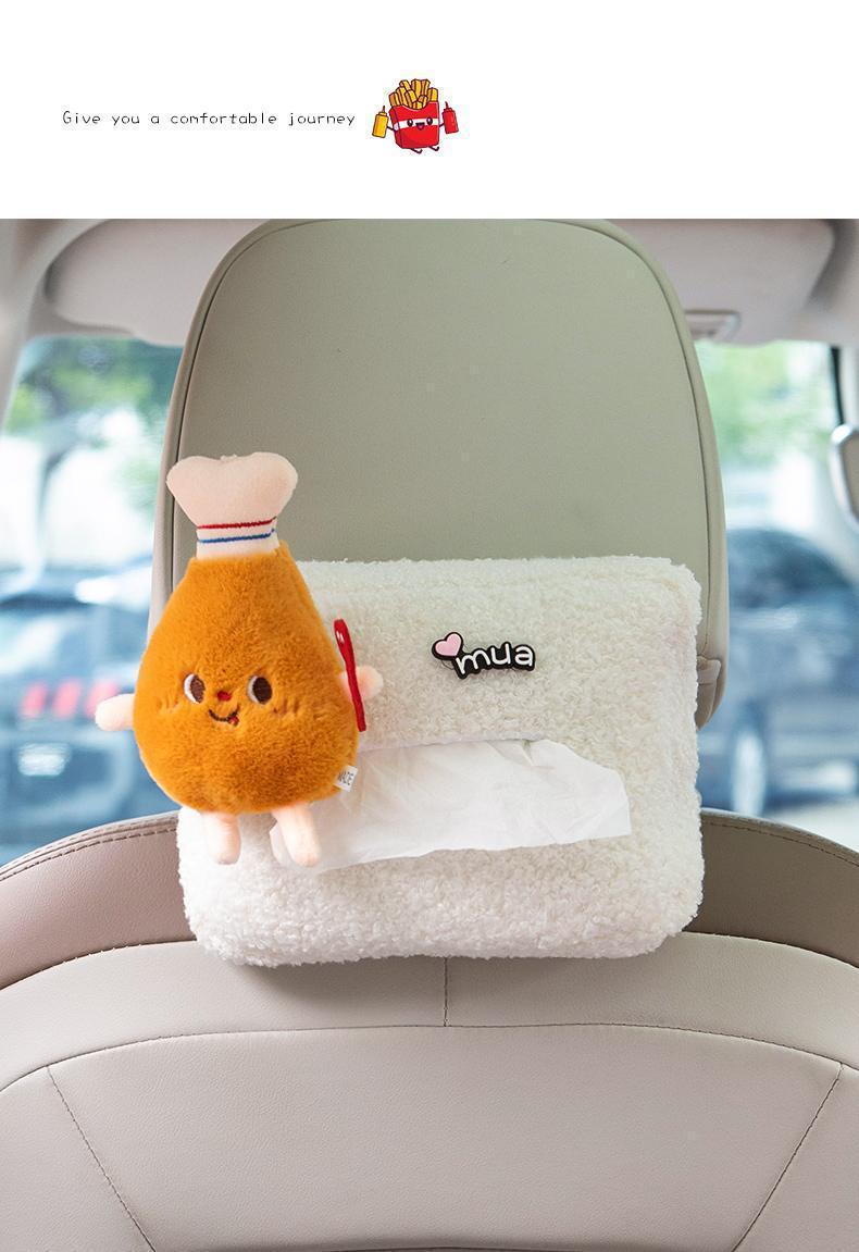 Car-mounted tissue box, cute cartoon hanging seat back tissue box, in-car armrest tissue box, multifunctional tissue pack