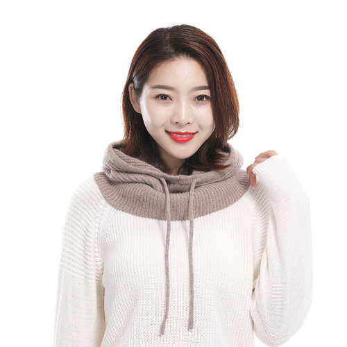 Cashmere Wool Thread Autumn and Winter Knitted Baotou Hat for Men and Women Cervical Spine Protector Neck Collar Protector Ear Neck Thickening to Keep Warmth