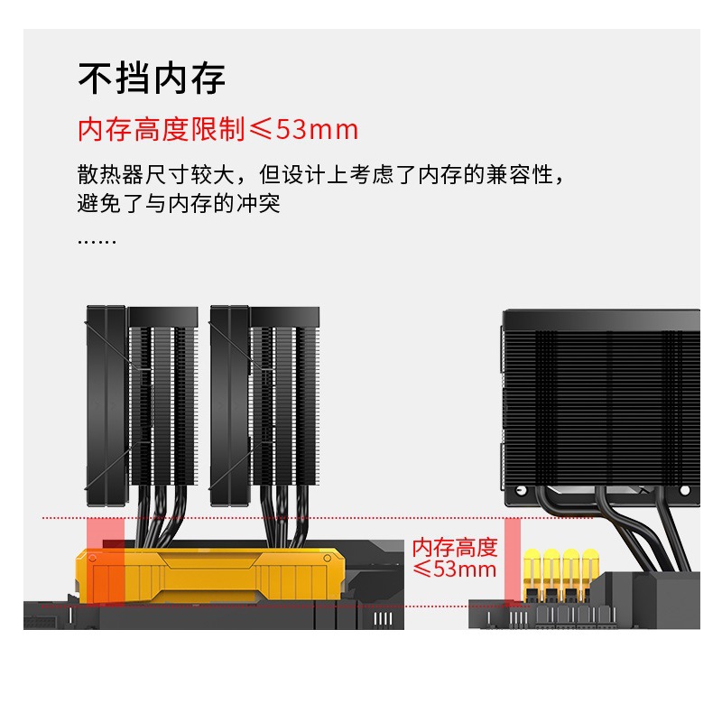 JIUSHARK NINGUNTE CLIMERADOR DE CPU JF15K Twin Tower 10CM4 Ventilador sin memoria 6 Tubo de calor PWM refrigerado por aire