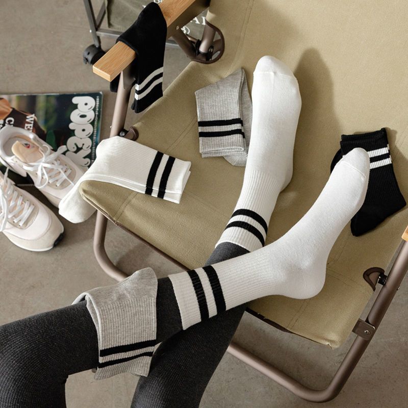 Shark pants with socks female black and white outer wear mid-calf length socks solid color Internet celebrity ins fashion student sports stockings Shark pants with socks female black and white outer wear mid-calf length socks solid color Internet celebrity ins fashion student sports stockings