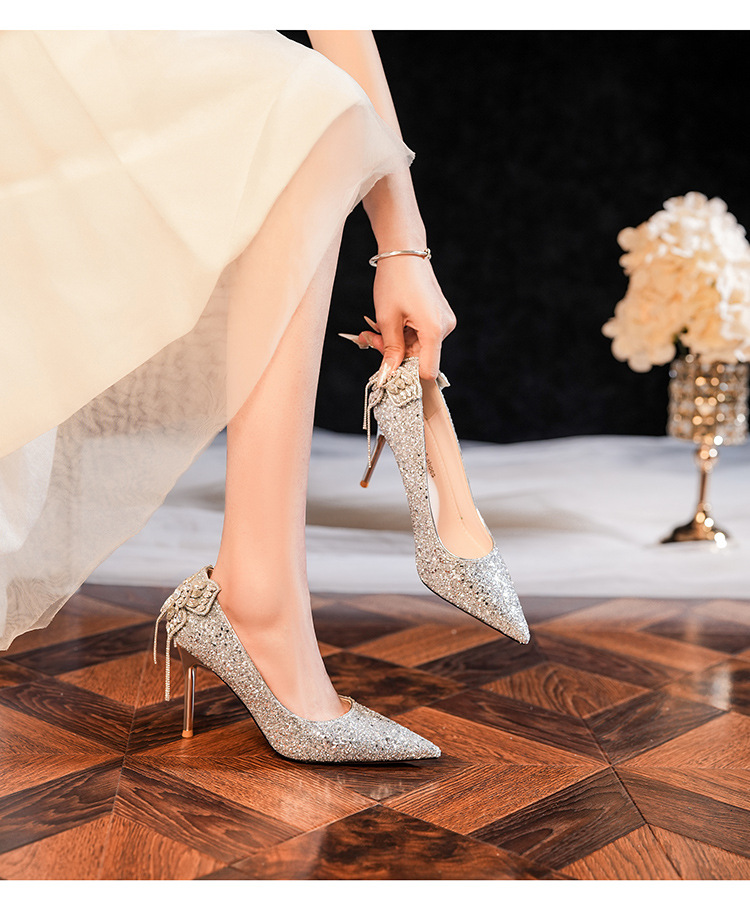 Glitzer High Heels Mit Schleife Und Strass Für Partys_voghion.com