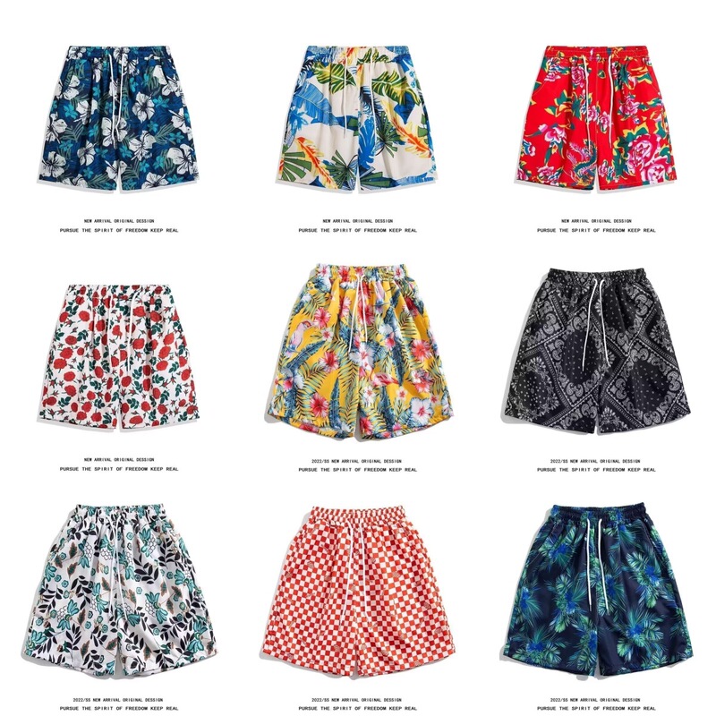Summer Floral Shorts for Men, Loose Fit, Plus Size, Hawaiian Beach Shorts, Trendy Quick-Dry Casual Shorts, Couple's Five-Point Shorts