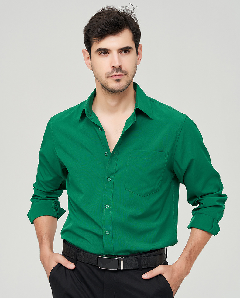 Spring, Autumn Season Wholesale Men's Business Solid Color Long Sleeve Men's Tops