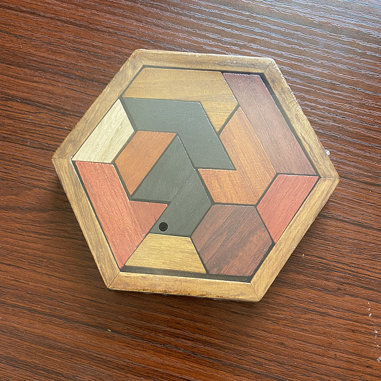 Difficulty Fun Diamond Hexagon Jigsaw Puzzle Children's Educational Toys Kindergarten Students Creative Wooden Jigsaw 3-6