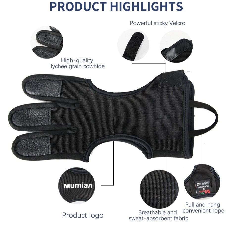 Guantes de Tiro con Arco 1 Pieza de Piel de Vaca Antideslizante Transpirable para Tiro con Arco