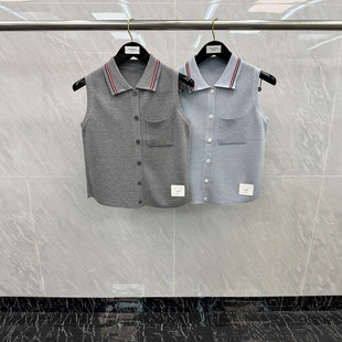 Factory Direct Tb25 New Water Ripple Striped Pocket Lapel Vest Fashion Versatile