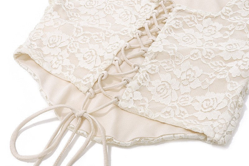 Elegantes Damen Set Mit Gerafftem Top Und Rock Im Spitzen Design_voghion.com