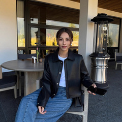 意法高级感短款皮衣外套女2025秋季新款美式机车百搭PU皮夹克上衣