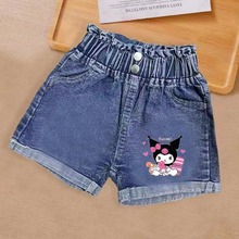 女童牛仔裤夏装新潮卡通洋气短裤韩版女孩潮范中小童休闲弹力裤子