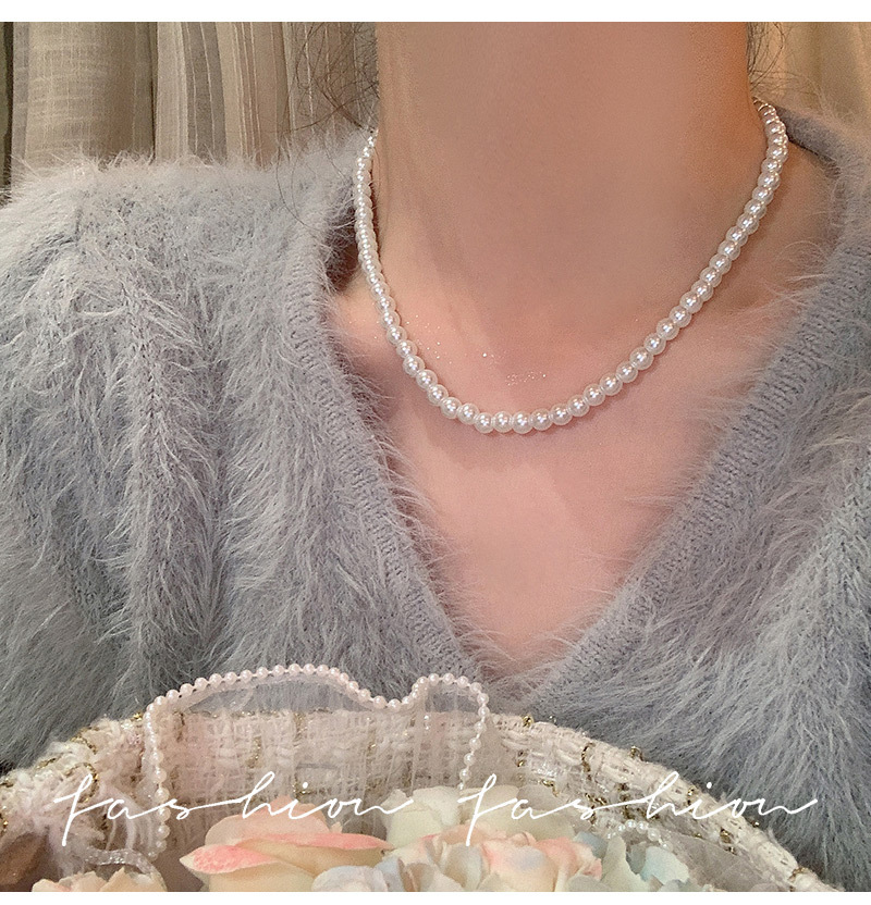 Collana lunga con perle di vetro stile francese elegante vintage_voghion.com