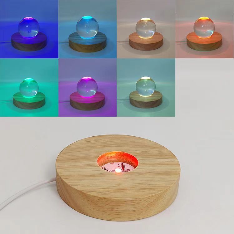 luminous crystal ball base atmosphere diy net red crystal nightlight lamp holder usb oak solid wood base ornaments