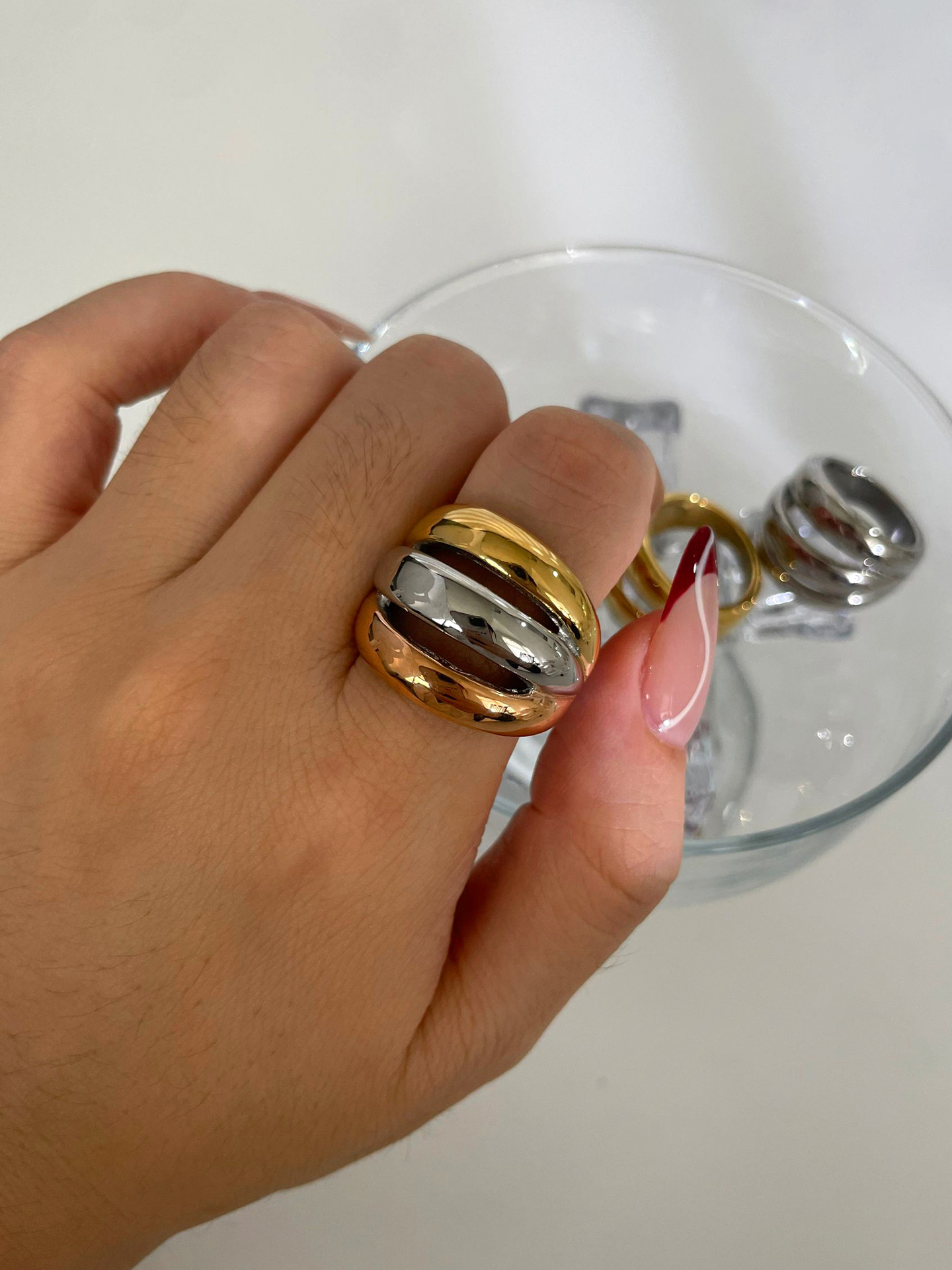 316L Stainless Steel Material 316L Stainless Steel Color Block Waterproof Non Tarnish Surgical Steel Simple Style Classic Style Rings For Women's