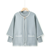 2025新款妈妈秋装针织两件套上衣中老年女洋气时尚开衫秋冬外套装，女装针织衫/毛衣，妃慕昵服饰