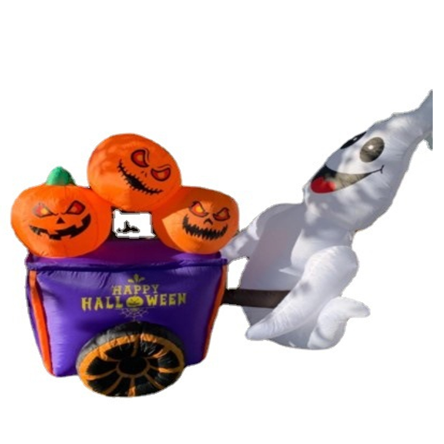 跨境新款万圣节南瓜led灯家族模型 发光户外庭院摆件气模幽灵推车