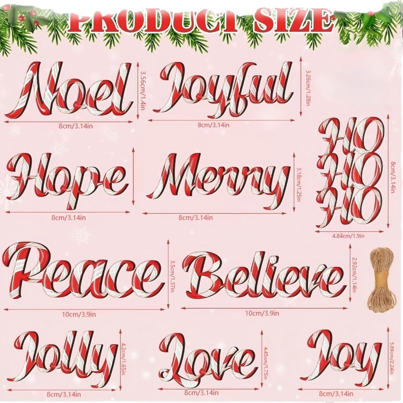 クロスボーダー新しいクリスマスツリー木製キャンディデコレーション赤と白のBelieveJoy文字中空木製吊り下げ装飾|undefined
