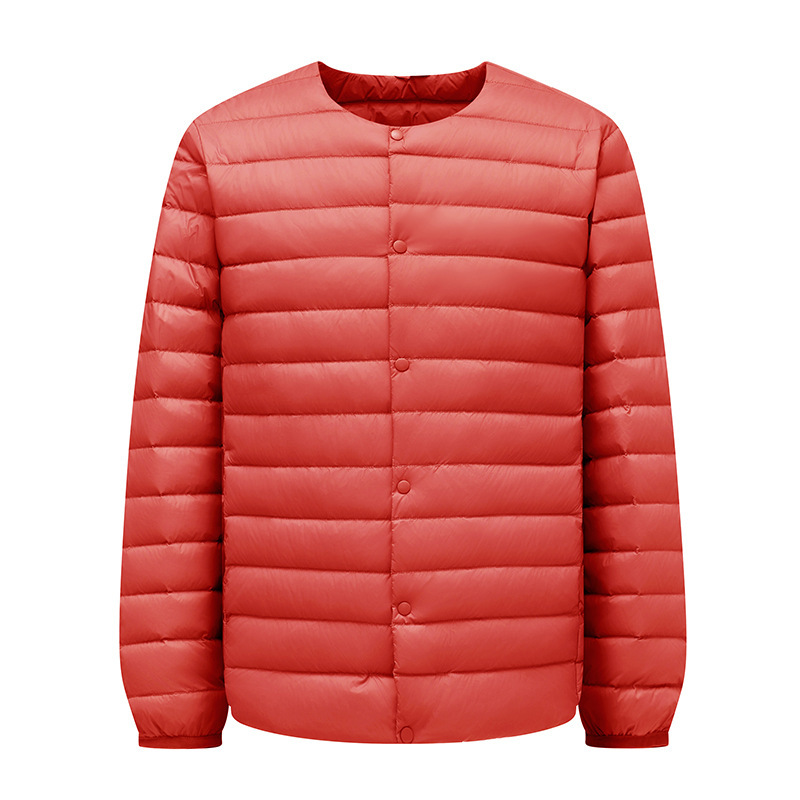 Autumn and winter men's and women's jackets can be V-neck or round-neck, men's long-sleeved lightweight outerwear, warm down jacket with white duck down