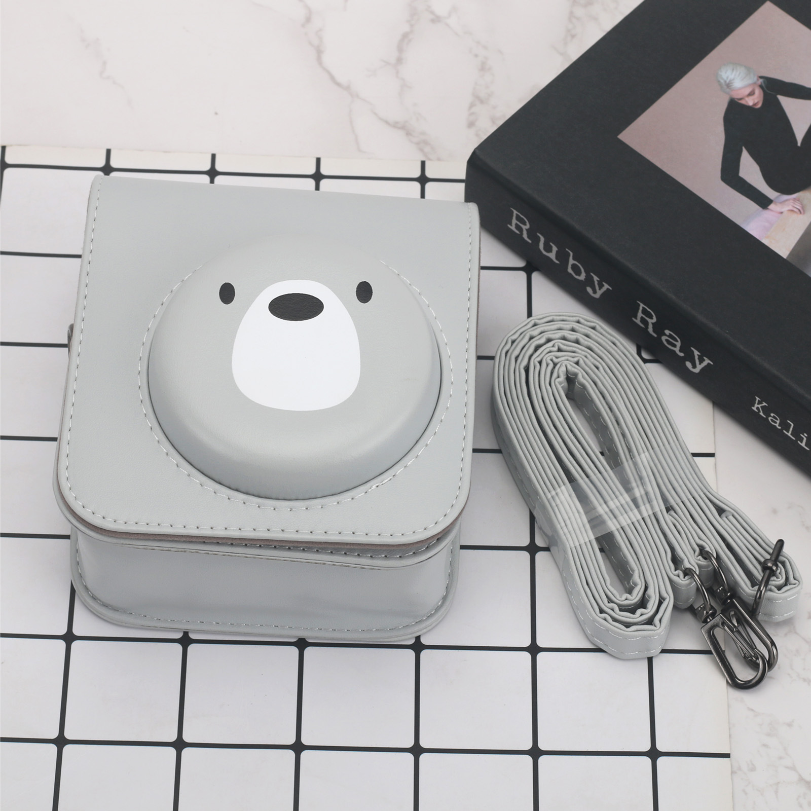 Entrega de una pieza Fuji Polaroid mini12 gris oso Cámara bolsa de almacenamiento hombro/crossbody