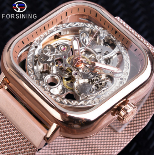 New forsining European and American style men's fashion and leisure hollow mechanical movement automatic mechanical watch