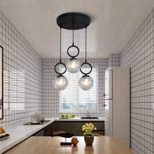 北欧简约现代三头餐厅吊灯 创意个性圆球玻璃灯 特价床头长吊线灯