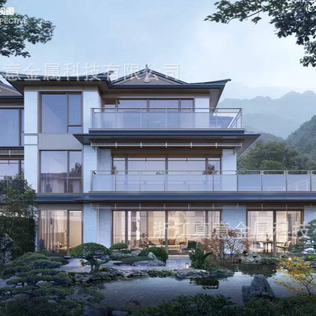铝代木古建装修现代楼房庭院小区别墅装修定 制金属建材浙江批发